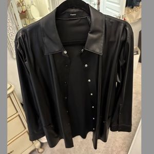 Theory P.Paper Faux Leather Shirt Jacket
